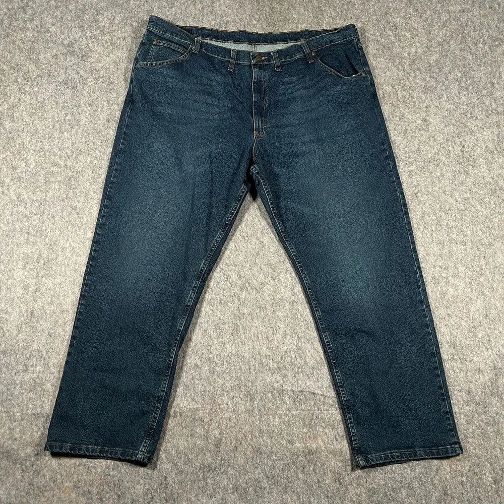 Wrangler Men's Jeans Size 46x30 Blue Denim Dark Wash Straight Work Pants